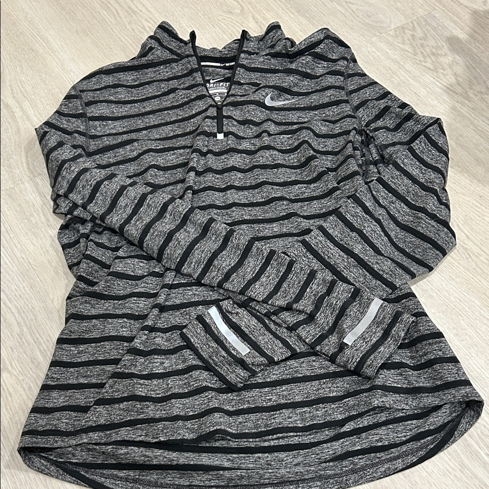 Nike Black and Gray Striped Pullover